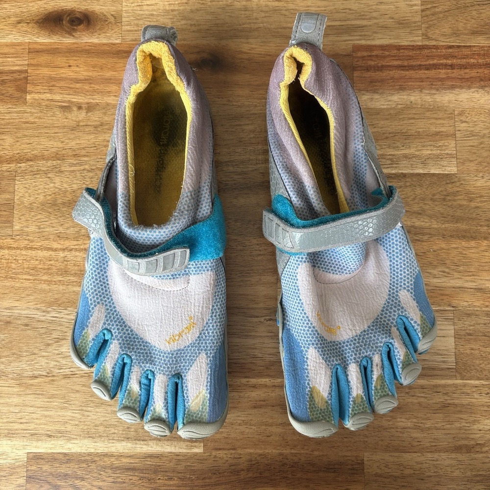 Vibram Womens Bikila W346 Gray Blue Five Fingers Barefoot Shoes (38) PREOWNED